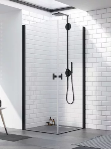Zuhanykabin, Radaway Nes Black KDD I szögletes fekete zuhanykabin 80x100 átlátszó