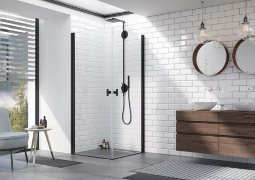 Zuhanykabin, Radaway Nes Black KDD I szögletes fekete zuhanykabin 80x100 átlátszó