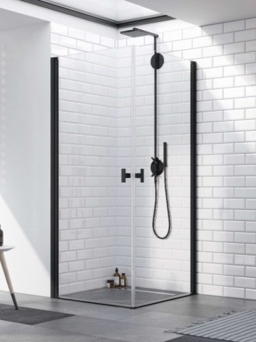 Zuhanykabin, Radaway Nes Black KDD I szögletes fekete zuhanykabin 90x100 átlátszó