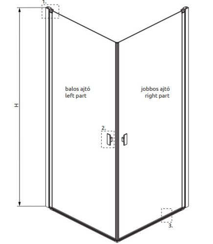 Zuhanykabin, Radaway Nes Black KDD I szögletes fekete zuhanykabin 90x100 átlátszó