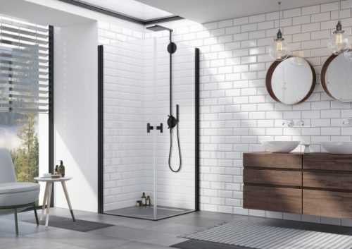 Zuhanykabin, Radaway Nes Black KDD I szögletes fekete zuhanykabin 90x100 átlátszó