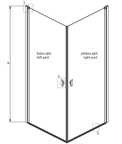 Zuhanykabin, Radaway Nes Black KDD I Frame szögletes fekete zuhanykabin 80x80 átlátszó
