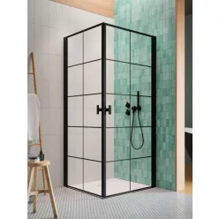   Zuhanykabin, Radaway Nes Black KDD I Factory szögletes fekete zuhanykabin 100x80 átlátszó