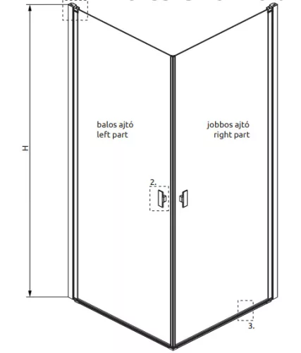 Zuhanykabin, Radaway Nes Black KDD I Factory szögletes fekete zuhanykabin 100x80 átlátszó