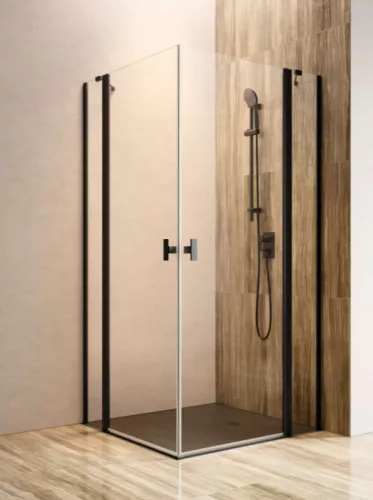 Zuhanykabin, Radaway Nes Black KDD II szögletes fekete zuhanykabin 100x90 átlátszó