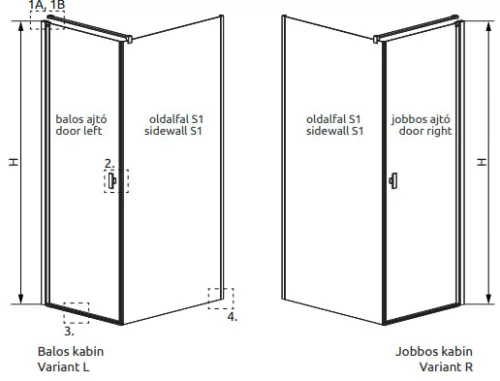 Zuhanykabin, Radaway Nes KDJ I szögletes zuhanykabin 90x100 átlátszó jobbos