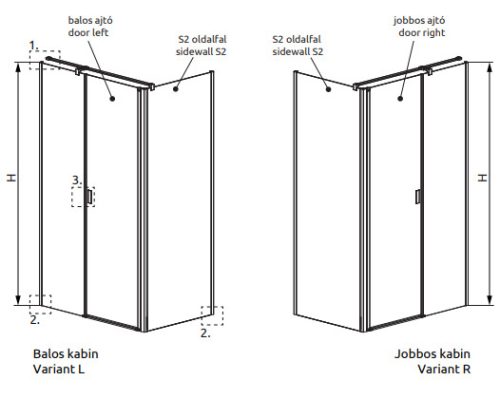 Zuhanykabin, Radaway Nes KDS II szögletes zuhanykabin 100x75 átlátszó balos