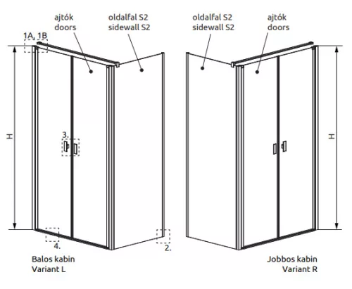 Zuhanykabin, Radaway Nes DWD+S szögletes zuhanykabin 120x80 átlátszó