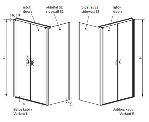 Zuhanykabin, Radaway Nes DWD+S szögletes zuhanykabin 120x100 átlátszó