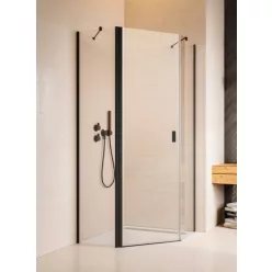   Zuhanykabin, Radaway Nes Black PTJ fekete 90x100B átlátszó, balos, ajtó a rövidebb oldalon