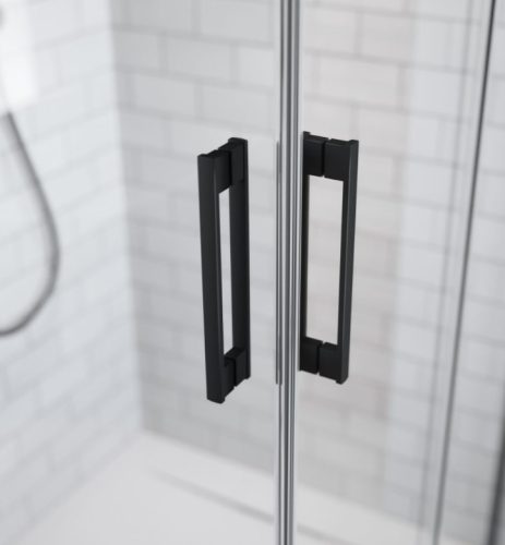 Zuhanykabin, Radaway Idea Black KDS szögletes fekete zuhanykabin 110x80 átlátszó balos