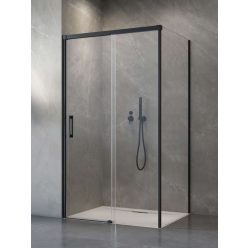   Zuhanykabin, Radaway Idea Black KDS szögletes fekete zuhanykabin 160x70 átlátszó balos