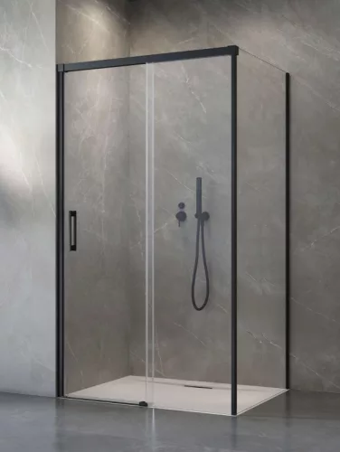 Zuhanykabin, Radaway Idea Black KDS szögletes fekete zuhanykabin 160x110 átlátszó balos