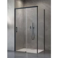   Zuhanykabin, Radaway Idea Black KDS szögletes fekete zuhanykabin 160x75 átlátszó jobbos