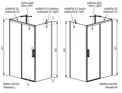 Zuhanykabin, Radaway Idea KDJ+S szögletes zuhanykabin 140x120 átlátszó jobbos