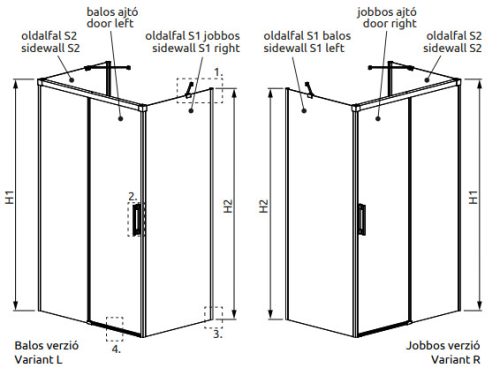 Zuhanykabin, Radaway Idea KDJ+S szögletes zuhanykabin 160x70 átlátszó jobbos