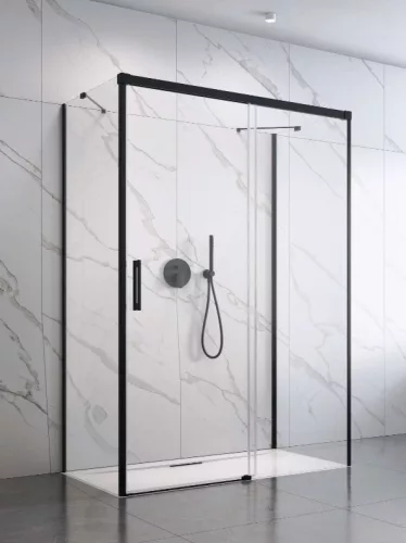Zuhanykabin, Radaway Idea Black KDJ+S szögletes fekete zuhanykabin 100x120 átlátszó jobbos
