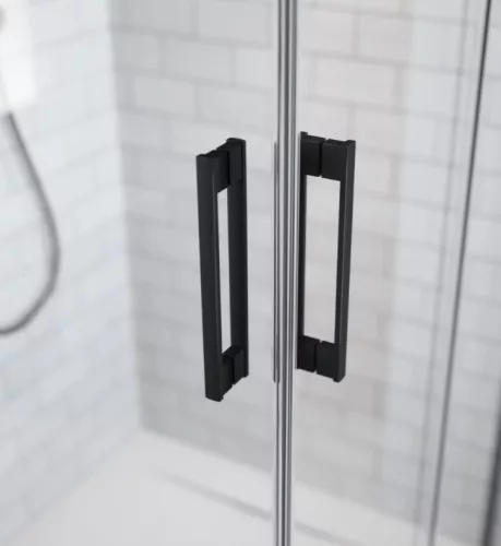 Zuhanykabin, Radaway Idea Black KDJ+S szögletes fekete zuhanykabin 150x70 átlátszó balos