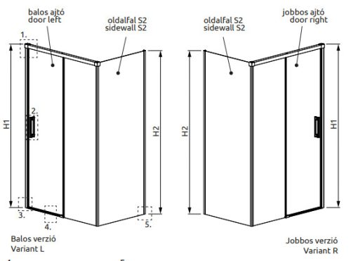Zuhanykabin, Radaway Idea KDS szögletes zuhanykabin 120x120 átlátszó jobbos