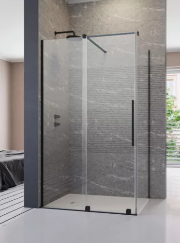 Zuhanykabin, Radaway Furo Black KDJ szögletes fekete zuhanykabin 110x75 átlátszó balos