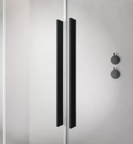 Zuhanykabin, Radaway Furo Black KDJ szögletes fekete zuhanykabin 110x75 átlátszó jobbos