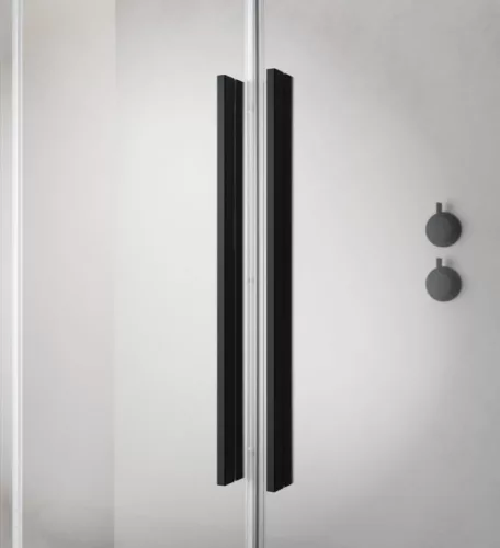 Zuhanykabin, Radaway Furo Black KDD szögletes fekete zuhanykabin 100x110 átlátszó
