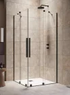 Zuhanykabin, Radaway Furo Black KDD szögletes fekete zuhanykabin 120x110 átlátszó