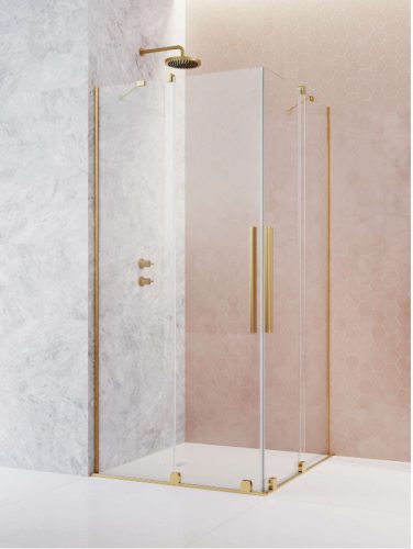 Zuhanykabin, Radaway Furo Gold KDD szögletes arany zuhanykabin 100x120 átlátszó