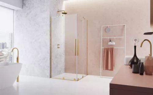 Zuhanykabin, Radaway Furo Gold KDD szögletes arany zuhanykabin 120x110 átlátszó
