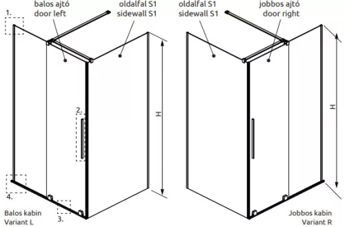 Zuhanykabin, Radaway Furo Gold KDJ szögletes arany zuhanykabin 140x75 átlátszó balos