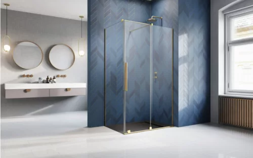 Zuhanykabin, Radaway Furo Gold KDJ szögletes arany zuhanykabin 140x75 átlátszó balos