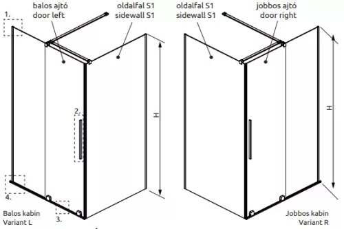 Zuhanykabin, Radaway Furo KDJ szögletes zuhanykabin 90x75 átlátszó jobbos