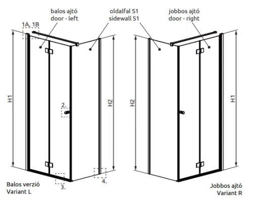 Zuhanykabin, Radaway Essenza KDJ-B szögletes zuhanykabin 90x100 átlátszó balos