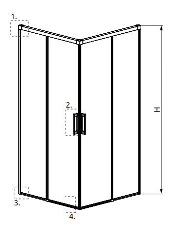 Zuhanykabin, Radaway Idea Gold KDD szögletes arany zuhanykabin 90x110 átlátszó