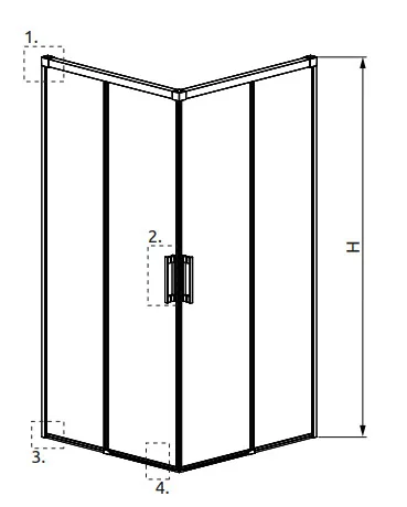 Zuhanykabin, Radaway Idea Gold KDD szögletes arany zuhanykabin 110x110 átlátszó