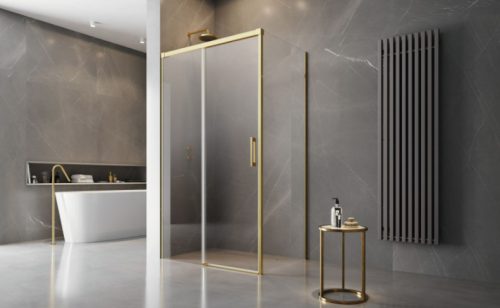 Zuhanykabin, Radaway Idea Gold KDJ szögletes arany zuhanykabin 100x80 átlátszó balos