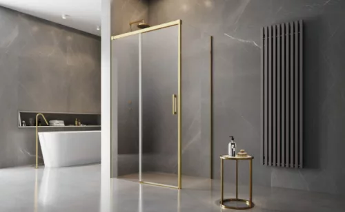 Zuhanykabin, Radaway Idea Gold KDJ szögletes arany zuhanykabin 130x90 átlátszó balos