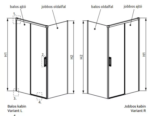 Zuhanykabin, Radaway Idea Gold KDJ szögletes arany zuhanykabin 140x80 átlátszó balos