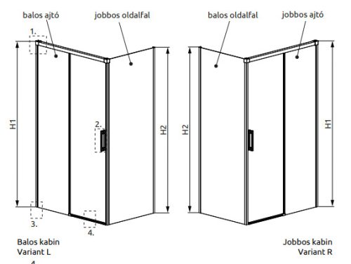 Zuhanykabin, Radaway Idea Gold KDJ szögletes arany zuhanykabin 150x120 átlátszó balos