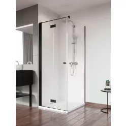   Zuhanykabin, Radaway Nes Black KDJ-B szögletes fekete zuhanykabin 90x75 átlátszó balos