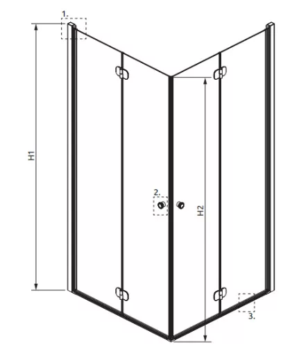 Zuhanykabin, Radaway Eos KDD B szögletes zuhanykabin 80x100 átlátszó