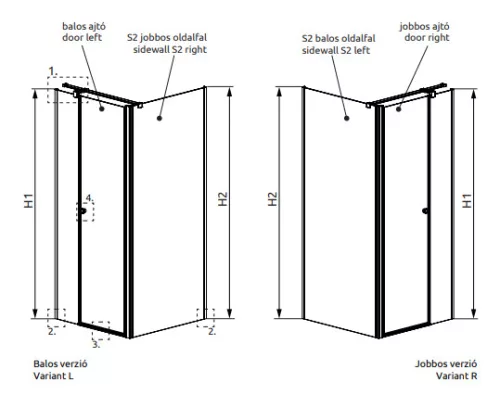 Zuhanykabin, Radaway Eos KDS II szögletes zuhanykabin 110x80 átlátszó jobbos