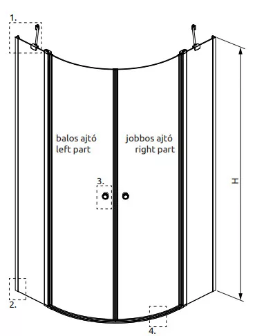 Zuhanykabin, Radaway Eos PDD II íves zuhanykabin 100x80 átlátszó
