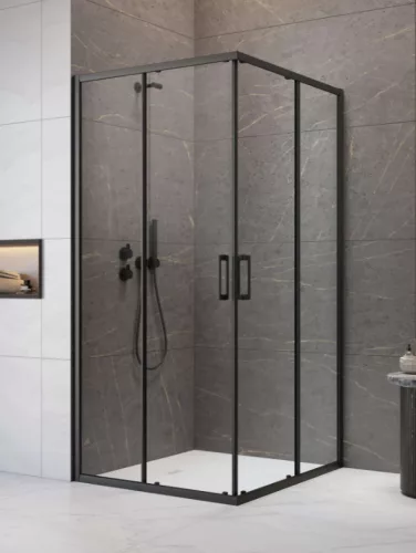 Zuhanykabin, Radaway Premium Pro Black KDD szögletes fekete zuhanykabin 80x80 átlátszó
