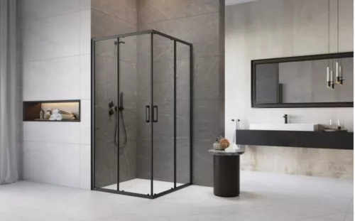 Zuhanykabin, Radaway Premium Pro Black KDD szögletes fekete zuhanykabin 80x80 átlátszó