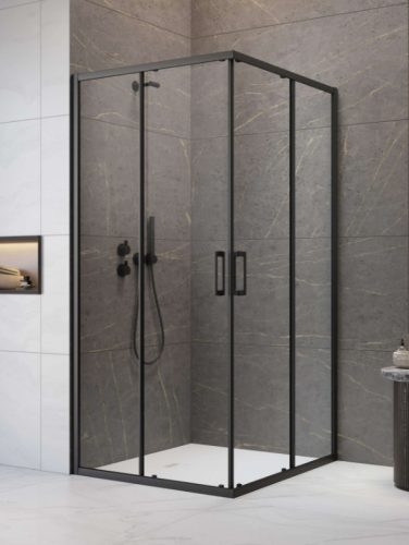 Zuhanykabin, Radaway Premium Pro Black KDD szögletes fekete zuhanykabin 100x80 átlátszó