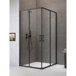   Zuhanykabin, Radaway Premium Pro Black KDD szögletes fekete zuhanykabin 100x100 átlátszó
