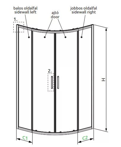 Zuhanykabin, Radaway Premium Pro PDD íves zuhanykabin 100Bx90J