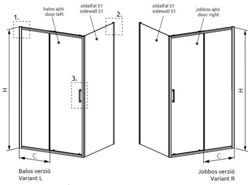 Zuhanykabin, Radaway Premium Pro KDJ szögletes zuhanykabin 120x70 átlátszó balos