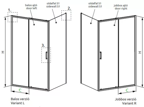 Zuhanykabin, Radaway Premium Pro KDJ szögletes zuhanykabin 130x90 átlátszó balos